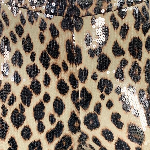 A.L.C. Size 2 Beige Brown Polyester Blend Sequined Leopard Leggings - Picture 2 of 6